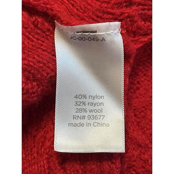 JC Penny Women’s Wool Blend Argyle Textured Sweater Long Sleeve Pullover XL Red - Picture 7 of 8